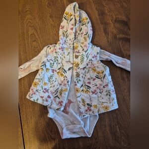 Carter's Floral Hooded Baby Set - Cream and Multicolor